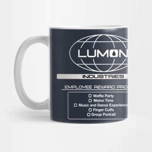 Severance- Lumon Employee Rewards Program- on dark Mug